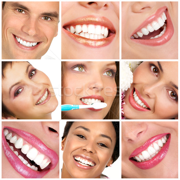 Zęby uśmiechnięty młodych ludzi zdrowych białe zęby uśmiech Zdjęcia stock © Kurhan