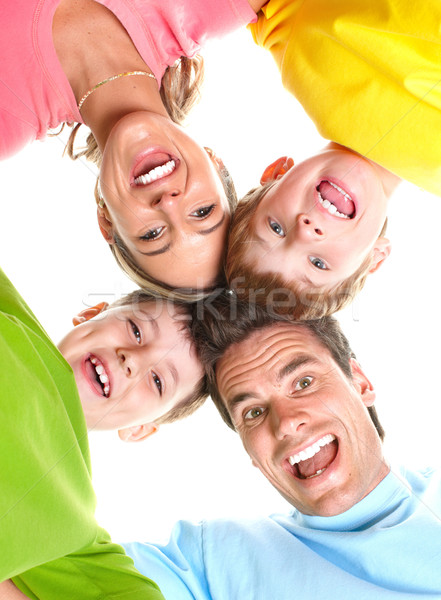 Foto stock: Familia · feliz · padre · madre · ninos · blanco · hombre