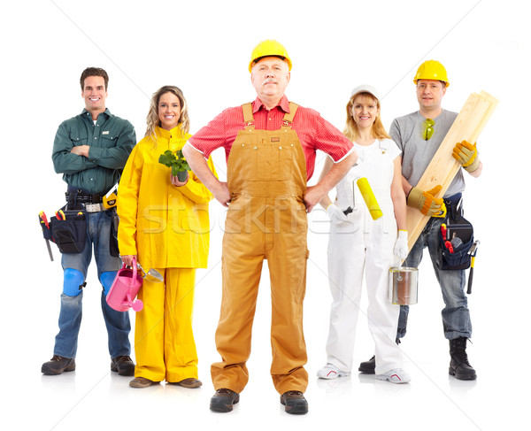 Werknemers mensen industriële geïsoleerd witte business Stockfoto © Kurhan