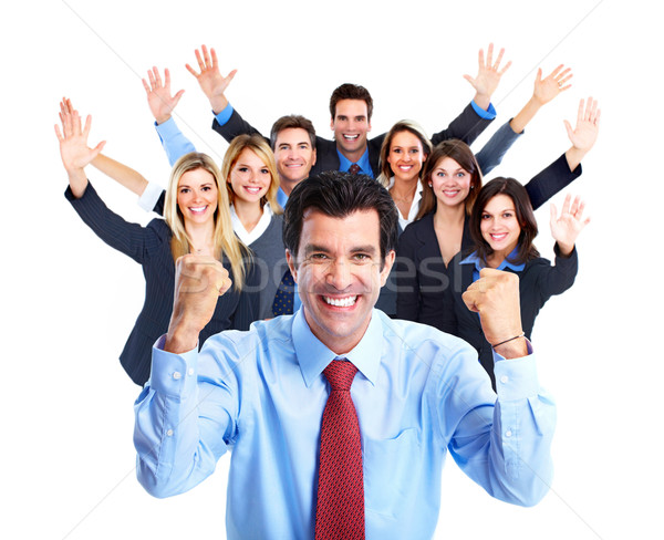 Zdjęcia stock: Biznesmen · szczęśliwy · ludzi · biznesu · odizolowany · biały · działalności