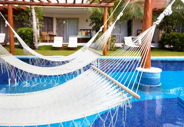 Swimming pool and hammock. Stock photo © Kurhan