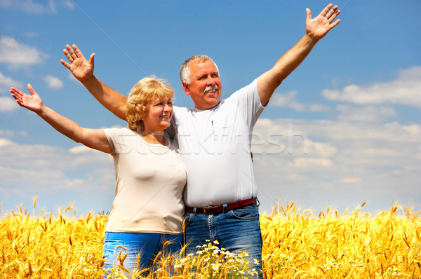 Idoso casal sorridente feliz amor ao ar livre Foto stock © Kurhan