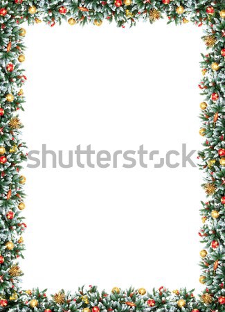 Foto d'archivio: Albero · di · natale · decorazione · frame · isolato · bianco · albero