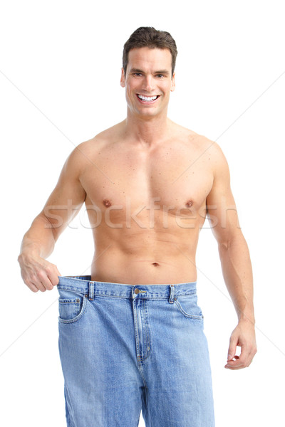 Esbelto homem grande jeans menina corpo Foto stock © Kurhan