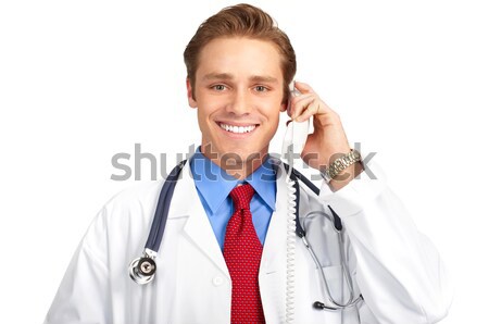 Zâmbitor medical medic apel telefon alb Imagine de stoc © Kurhan