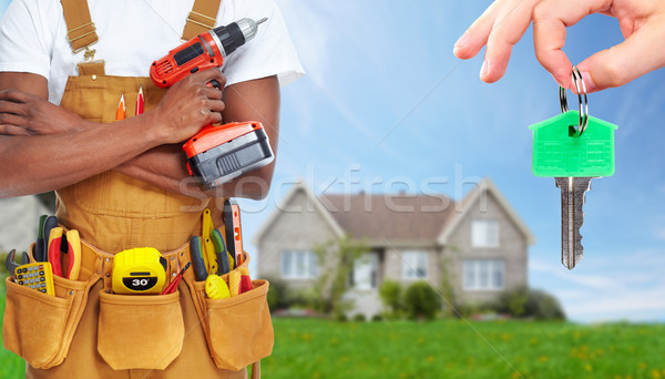 Constructor handyman construcţie Unelte casă Imagine de stoc © Kurhan