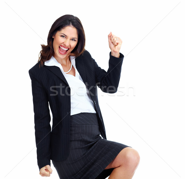 ストックフォト: 幸せ · 成功した · ビジネス女性 · 孤立した · 白 · ビジネス