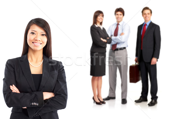 [[stock_photo]]: Gens · d'affaires · groupe · jeunes · souriant · blanche · bureau