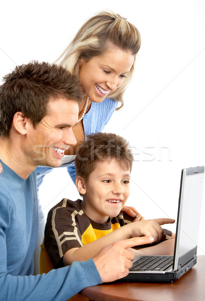 Famiglia felice padre madre ragazzo lavoro laptop Foto d'archivio © Kurhan
