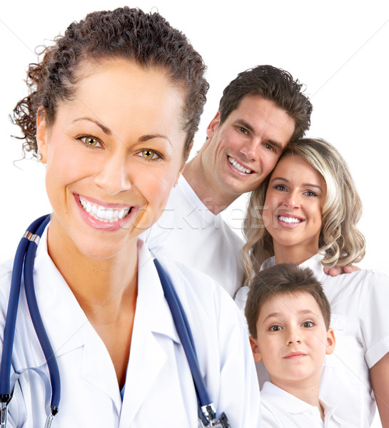 ストックフォト: 家族 · 医療 · 医師 · 笑みを浮かべて · 小さな · 白