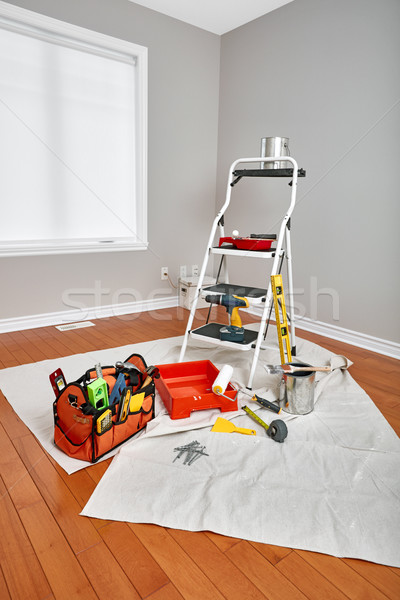 Stock fotó: Ház · rendbehoz · festmény · szerszámok · modern · szoba