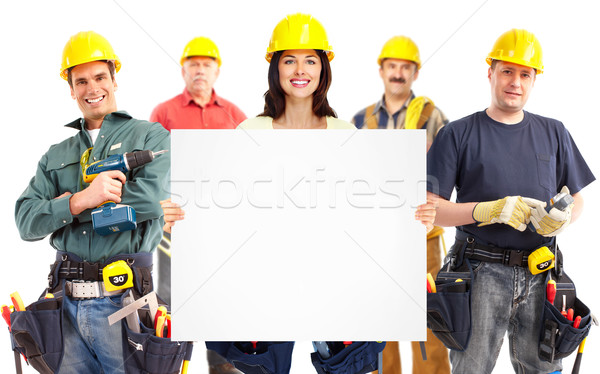 Contractor woman and group of industrial workers. Stock photo © Kurhan