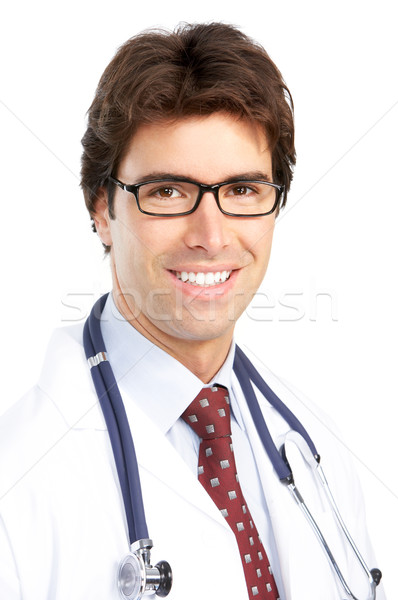 Médicaux médecin souriant stéthoscope isolé blanche [[stock_photo]] © Kurhan
