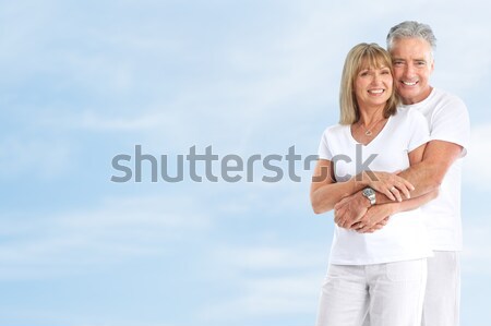 Senioren Paar glücklich lächelnd ältere blauer Himmel Stock foto © Kurhan