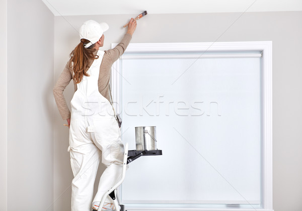 Woman painting wall Stock photo © Kurhan