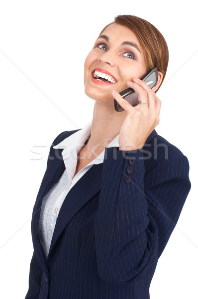 Imagine de stoc: Femeie · celular · tineri · femeie · de · afaceri · apel · telefon · celular