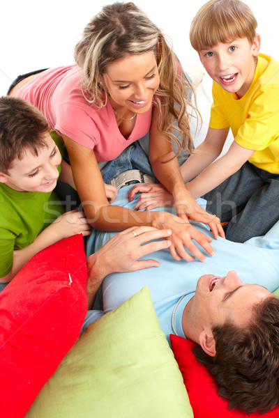 幸せな家族 父 母親 子供 白 家族 ストックフォト © Kurhan