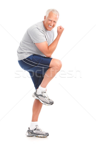 Gymnasium fitness glimlachend ouderen man Stockfoto © Kurhan
