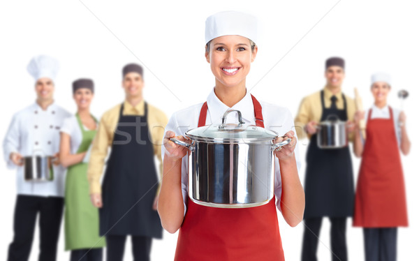 [[stock_photo]]: Chef · Baker · femme · groupe · professionnels · isolé