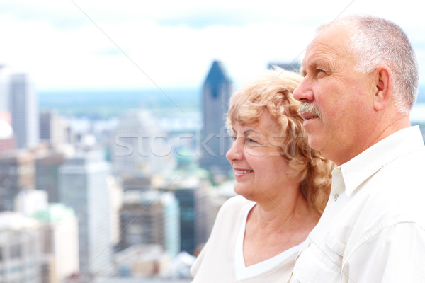 Sonriendo feliz ancianos pareja de ancianos ciudad Foto stock © Kurhan