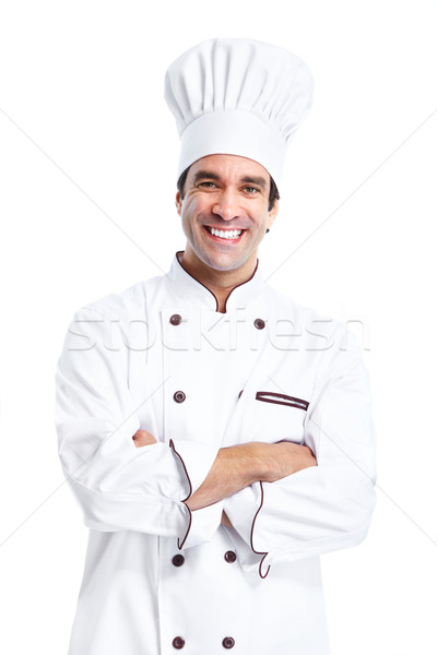 Chef glimlachend geïsoleerd witte voedsel Stockfoto © Kurhan