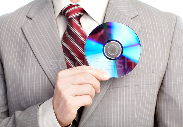 Foto stock: Empresário · cd · disco · música · textura · homem