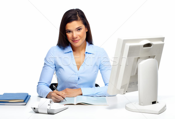 Mooie zakenvrouw werken document kantoor business Stockfoto © Kurhan
