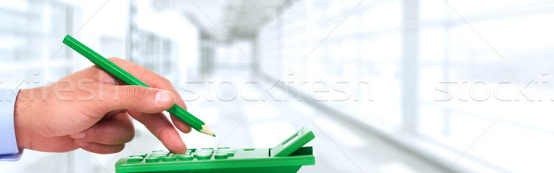 Stock foto: Hand · Rechner · professionelle · Buchhalter · Rechnungslegung · Steuer