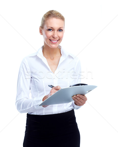 Comptable femme d'affaires isolé blanche femme stylo [[stock_photo]] © Kurhan