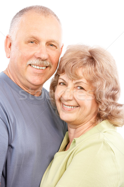 [[stock_photo]]: âgées · couple · heureux · amour · isolé · blanche