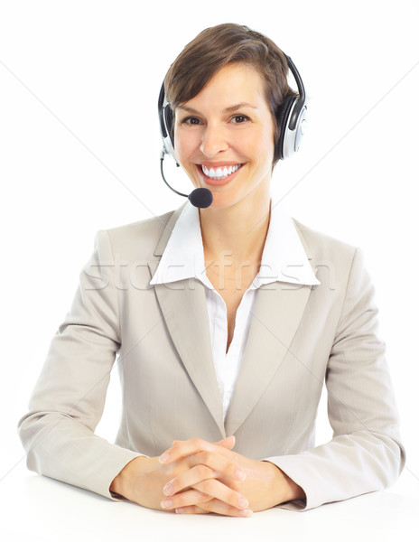 Call center exploitant mooie zakenvrouw hoofdtelefoon Stockfoto © Kurhan