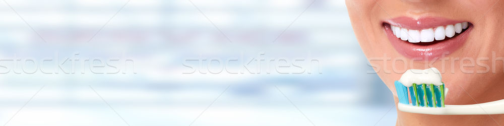 Mouth with toothbrush. Stock photo © Kurhan