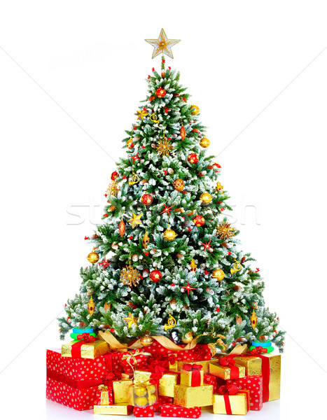 Weihnachtsbaum präsentiert weiß Baum Party Hintergrund Stock foto © Kurhan