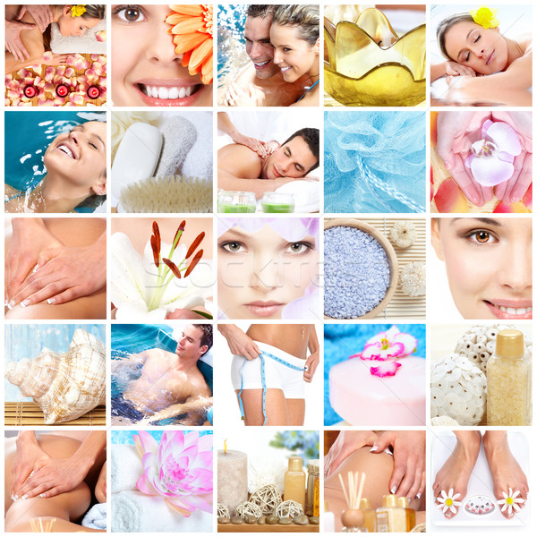 Photo stock: Spa · massage · collage · belle · jeune · femme · corps