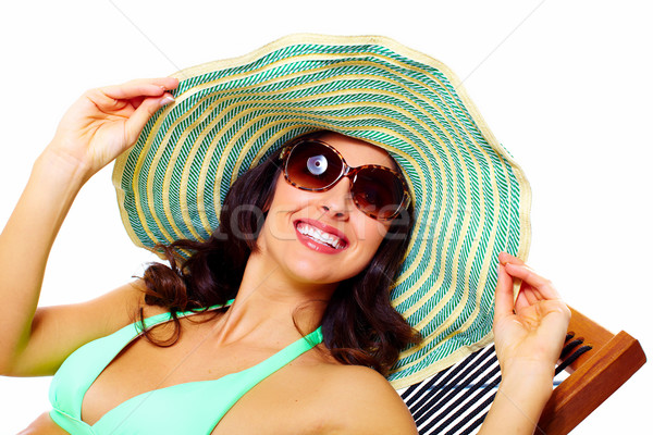 Femme lunettes de soleil chapeau vacances d'été sourire [[stock_photo]] © Kurhan