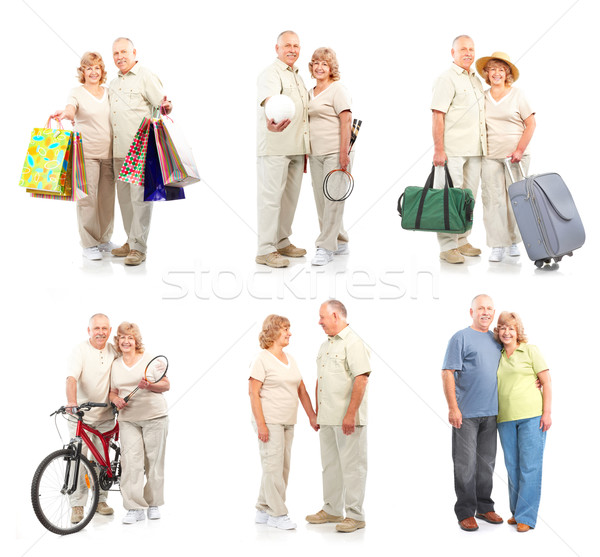 Ouderen paar gelukkig liefde geïsoleerd witte Stockfoto © Kurhan