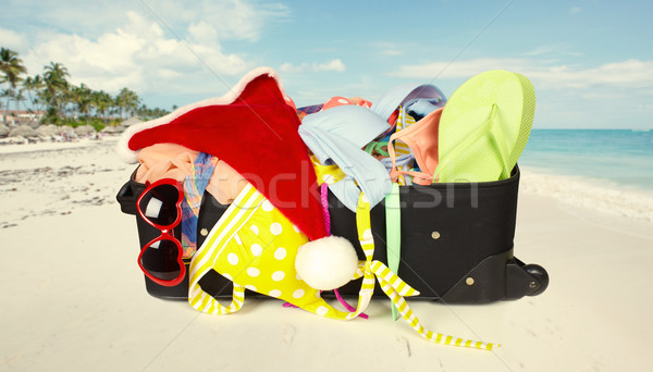 Suitcase with bikini and sunglasses. Stock photo © Kurhan