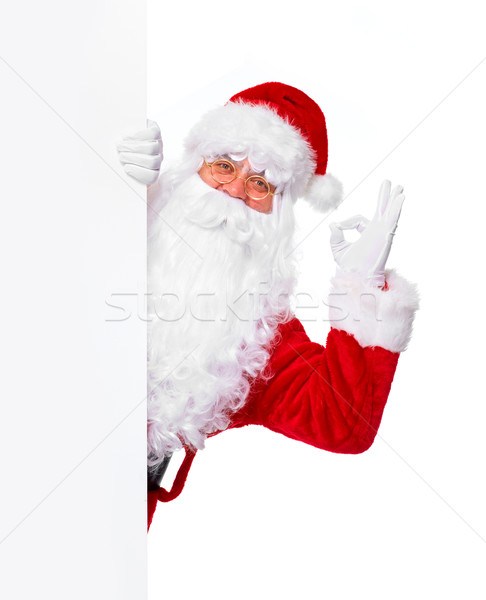 Mos craciun steag fericit Crăciun izolat alb Imagine de stoc © Kurhan