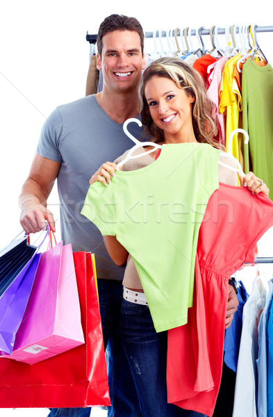 Winkelen mensen paar moderne winkel kleding Stockfoto © Kurhan