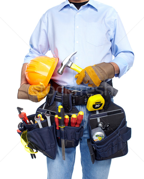 Trabajador herramienta cinturón aislado blanco hombre Foto stock © Kurhan