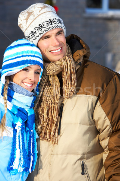 Casal jovem feliz sorridente amor inverno Foto stock © Kurhan
