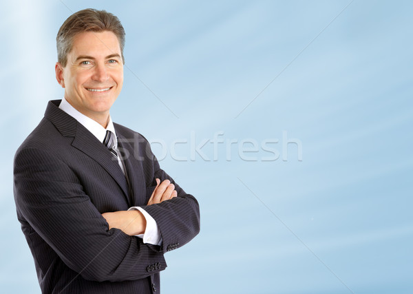 Affaires souriant élégant bleu bureau heureux Photo stock © Kurhan