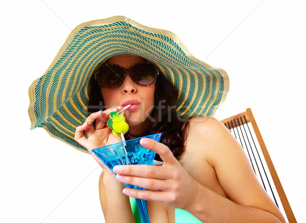 女子 飲用水 雞尾酒 夏天 異國情調 假期 商業照片 © Kurhan