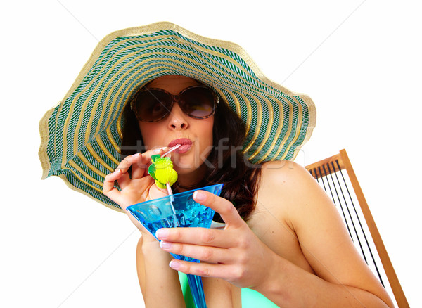 Woman drinking a cocktail. Stock photo © Kurhan