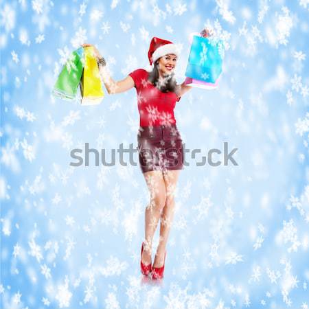 Christmas Shopping girl. Stock photo © Kurhan