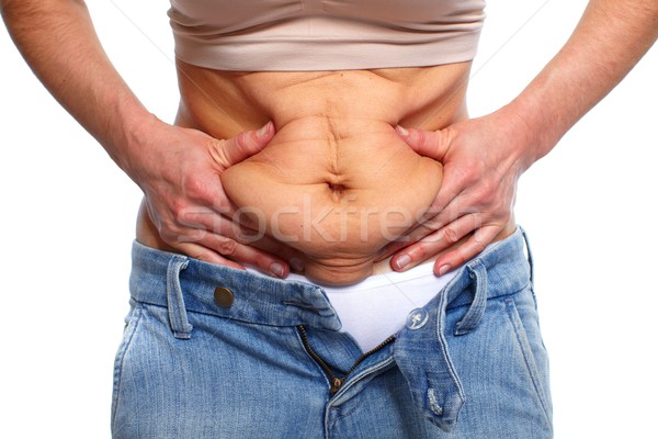 Nő kövér has túlsúlyos fogyókúra kéz Stock fotó © Kurhan