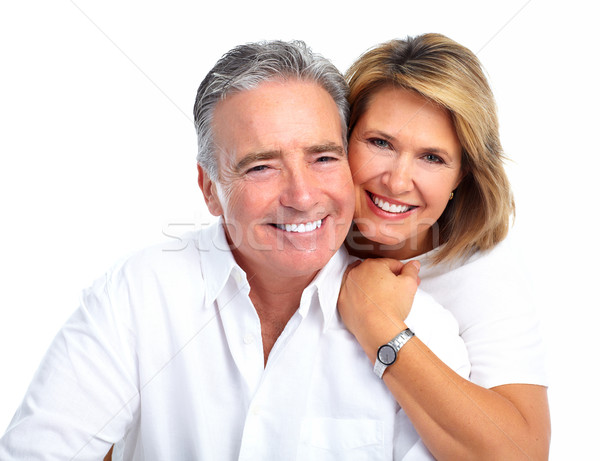 Feliz risonho idoso casal isolado branco Foto stock © Kurhan