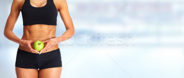 Jungen Fitness Frau Abdomen Apfel Gewichtsverlust Diäten Stock foto © Kurhan
