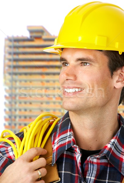 Knap bouwer jonge Geel uniform business Stockfoto © Kurhan