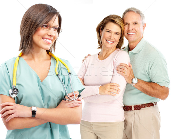 Lekarza starszych para uśmiechnięty medycznych stetoskop Zdjęcia stock © Kurhan